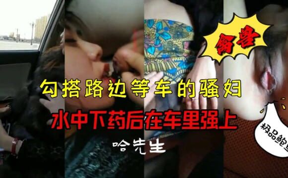 禽兽！勾搭路边等车的骚妇，水中下yao后在车里强上！
